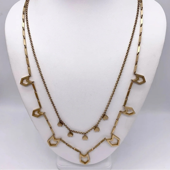 J. Crew Gold Double Strand Necklace - Picture 1 of 3